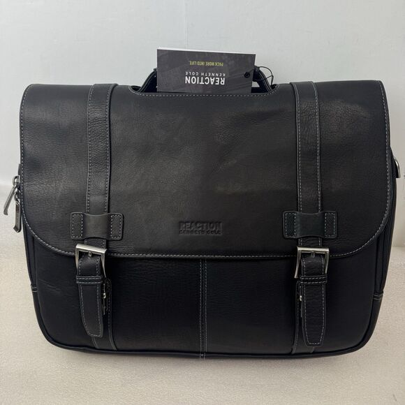 Kenneth Cole REACTION Business 16" Colombian Leather Laptop Messenger Bag - Picture 7 of 16